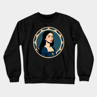 Beautiful Renaissance Woman Wearing a Blue Gown Crewneck Sweatshirt